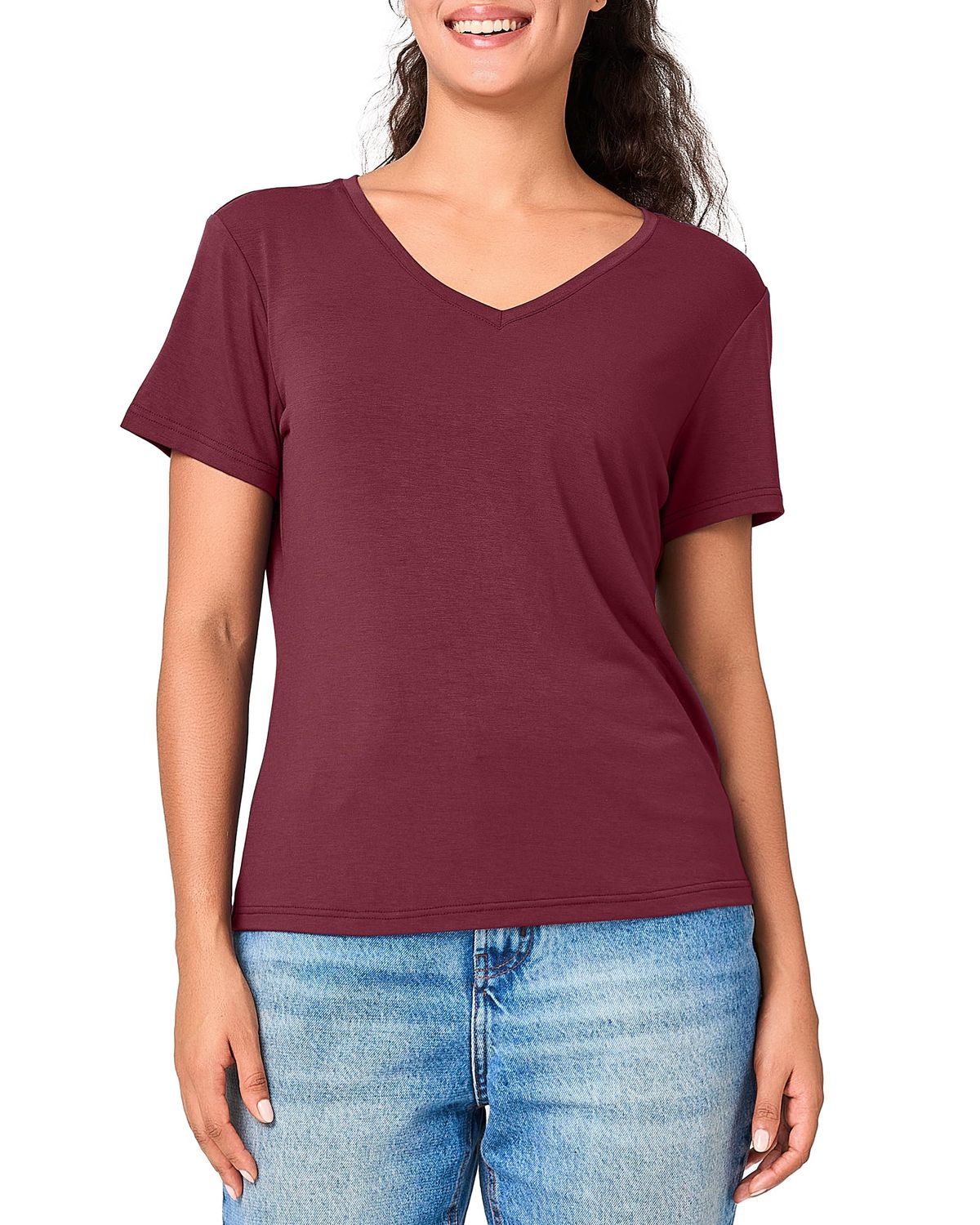 WOMEN PLAIN V NECK T- SHIRTS - REGULAR WEAR