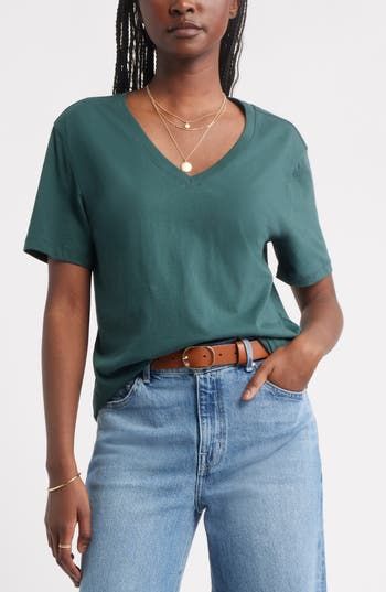 WOMEN PLAIN V NECK T- SHIRTS - REGULAR WEAR - Image 4